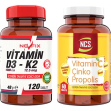 Nevfix Vitamin C Çinko Propolis 60 Tablet Vitamin D & Vitamin D3-K2 120 Tablet