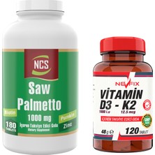 Nevfix Saw Palmetto 1000 Mg 180 Tablet Çinko Complex & Nevfix Vitamin D3-K2 120 Tablet