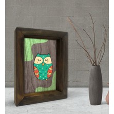 Bk Gift Baykuş Tasarımlı Dekoratif Doğal Masif Ahşap Çerçeve 15 x 20 Cm-3