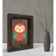 Bk Gift Baykuş Tasarımlı Dekoratif Doğal Masif Ahşap Çerçeve 15 x 20 Cm-2