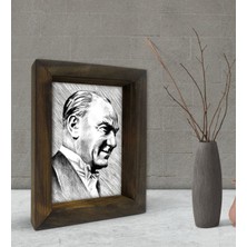 Bk Gift Atatürk Tasarımlı Dekoratif Doğal Masif Ahşap Çerçeve 15 x 20 Cm-32