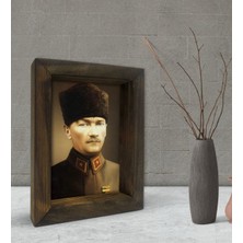 Bk Gift Atatürk Tasarımlı Dekoratif Doğal Masif Ahşap Çerçeve 15 x 20 Cm-25