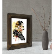 Bk Gift Atatürk Tasarımlı Dekoratif Doğal Masif Ahşap Çerçeve 15 x 20 Cm-19