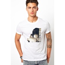 Qivi Anime Death Note Baskılı Beyaz Erkek Örme Tshirt