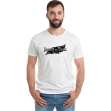 Qivi Attack On Titan Assault Walls Baskılı Beyaz Erkek Örme Tshirt