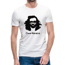 Qivi Cem Karaca Baskılı Beyaz Erkek Örme Tshirt