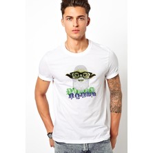 Qivi Yoda Hodja Baskılı Beyaz Erkek Örme Tshirt