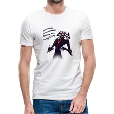 Qivi Samurai Jack Baskılı Beyaz Erkek Örme Tshirt