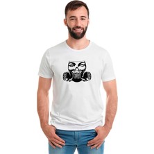 Qivi Mask Baskılı Beyaz Erkek Örme Tshirt