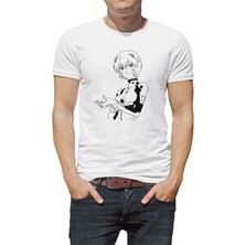 Qivi Anime Baskılı Beyaz Erkek Örme Tshirt