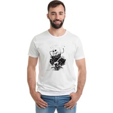 Qivi Ghost Rider Baskılı Beyaz Erkek Örme Tshirt
