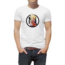Qivi Anime Dragon Ball Baskılı Beyaz Erkek Örme Tshirt