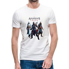 Qivi Assasins Creed Baskılı Beyaz Erkek Örme Tshirt
