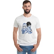 Qivi Anime Fairy Tail Glass Guild Emblem Baskılı Beyaz Erkek Örme Tshirt