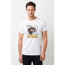 Qivi Pubg Soldier Playerunknown's Battlegrounds Kare Baskılı Beyaz Erkek Örme Tshirt