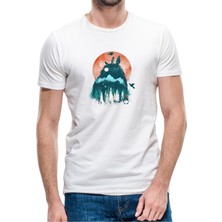 Qivi My Neighbor Komşum Totoro Baskılı Beyaz Erkek Örme Tshirt