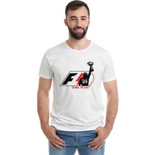 Qivi Senna Victory Baskılı Beyaz Erkek Örme Tshirt