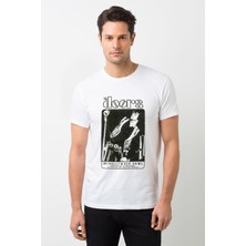 Qivi The Doors Live Hollywood Bowl Baskılı Beyaz Erkek Örme Tshirt