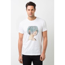 Qivi Anime Tokyo Ghoul Anteiku Baskılı Beyaz Erkek Örme Tshirt