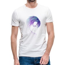 Qivi Anime Attack On Titan Baskılı Beyaz Erkek Örme Tshirt