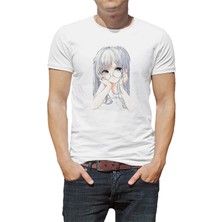 Qivi Anime Fairy Tail Glass Guild Emblem Baskılı Beyaz Erkek Örme Tshirt