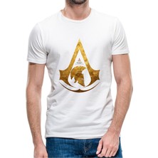 Qivi Assasin Baskılı Beyaz Erkek Örme Tshirt