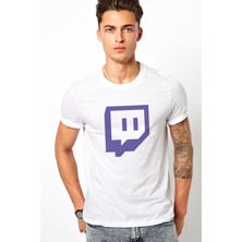 Qivi Twicht Logo Baskılı Beyaz Erkek Örme Tshirt