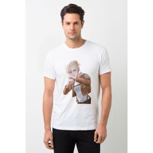 Qivi Anime Attack On Titan Baskılı Beyaz Erkek Örme Tshirt
