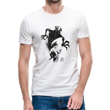 Qivi Samurai Jack Baskılı Beyaz Erkek Örme Tshirt