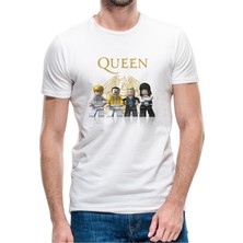 Qivi Queen LEGO Baskılı Beyaz Erkek Örme Tshirt