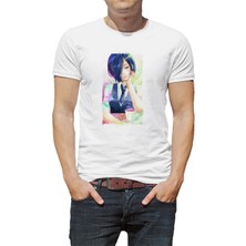 Qivi Anime Tokyo Ghoul Anteiku Baskılı Beyaz Erkek Örme Tshirt