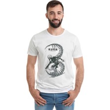 Qivi Anime Tokyo Ghoul Anteiku Baskılı Beyaz Erkek Örme Tshirt