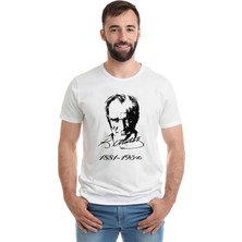 Qivi K Atatürk Imza 1881 1938 Baskılı Beyaz Erkek Örme Tshirt