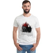 Qivi Öğretmenler Günü Ataturk Baskılı Beyaz Erkek Örme Tshirt