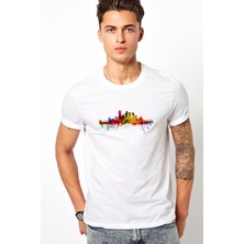 Qivi Silhouette Pittsburgh Pennsylvania Erkek Beyaz Tshirt