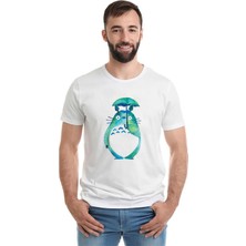 Qivi My Neighbor Komşum Totoro Baskılı Beyaz Erkek Örme Tshirt
