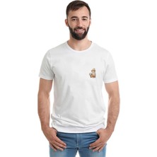 Qivi Pokemon Avengermon Growlithe Gardie Baskılı Beyaz Erkek Örme Tshirt