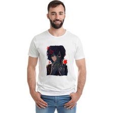 Qivi Anime Tokyo Ghoul Anteiku Kaneki Baskılı Beyaz Erkek Örme Tshirt
