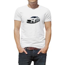 Qivi Audi Quattro Baskılı Beyaz Erkek Örme Tshirt