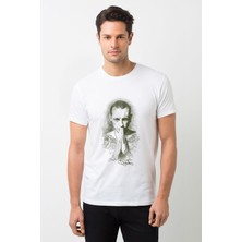 Qivi Link In Park Chester Bennington Autograph Baskılı Beyaz Erkek Örme Tshirt