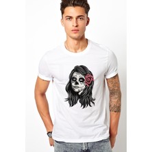 Qivi Queen Skull Baskılı Beyaz Erkek Örme Tshirt