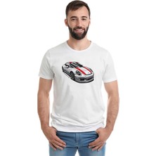 Qivi Porsche 911 R Baskılı Beyaz Erkek Örme Tshirt