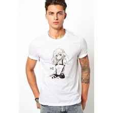 Qivi Anime Attack On Titan Baskılı Beyaz Erkek Örme Tshirt