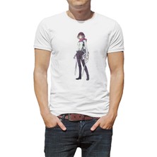 Qivi Anime Attack On Titan Baskılı Beyaz Erkek Örme Tshirt