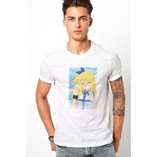 Qivi Anime Fairy Tail Glass Guild Emblem Baskılı Beyaz Erkek Örme Tshirt