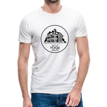 Qivi Silhouette Haunted Mansion Logo Erkek Beyaz Tshirt