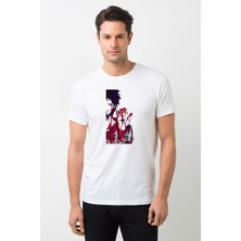 Qivi Anime One Piece Whitebeard Baskılı Beyaz Erkek Örme Tshirt