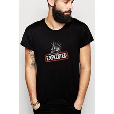 Qivi The Exploited Metal Rock Music Müzik Baskılı Siyah Erkek Örme Tshirt