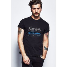 Qivi Skyline R32 Gt R Baskılı Siyah Erkek Örme Tshirt