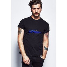 Qivi Subaru Baskılı Siyah Erkek Örme Tshirt